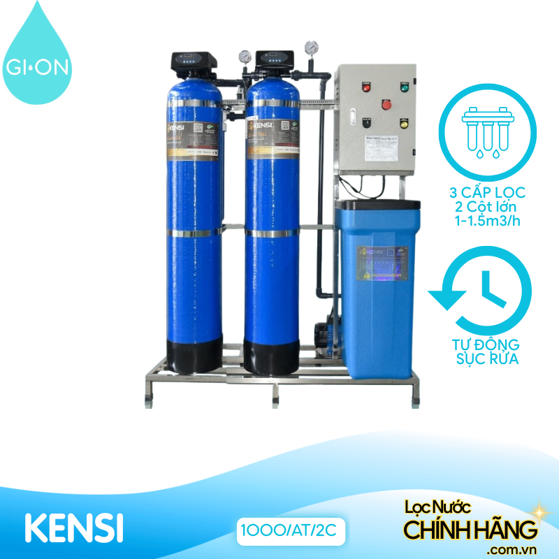 Lọc nước tổng gia đình 2 cột composite van tự động 1000LH Kensi