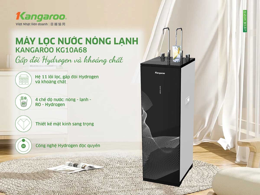 Máy lọc nước Kangaroo Hydrogen nóng lạnh KG10A68 công nghệ vượt trội 