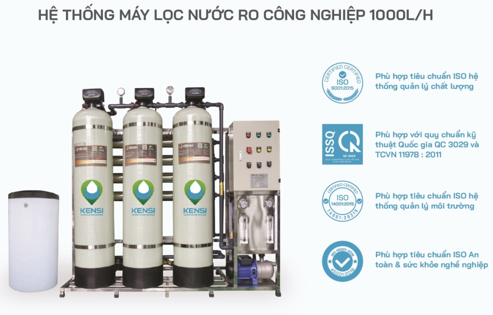 Hệ Thống Máy Lọc Nước RO Công Nghiệp 1 m³/giờ Kensi