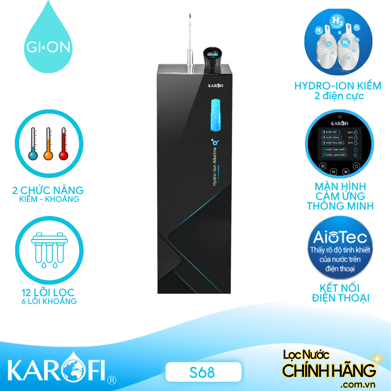 Máy lọc nước Hydro-ion kiềm Karofi KAE-S68