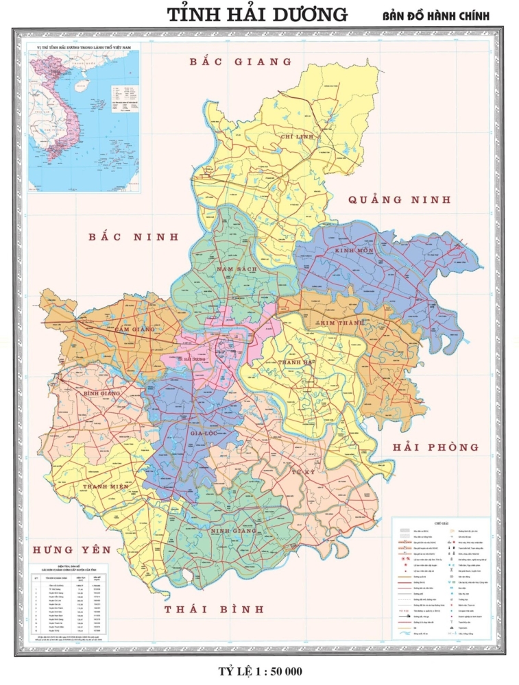Bản Đồ Hành Chính Tỉnh Hải Dương (Cũ)