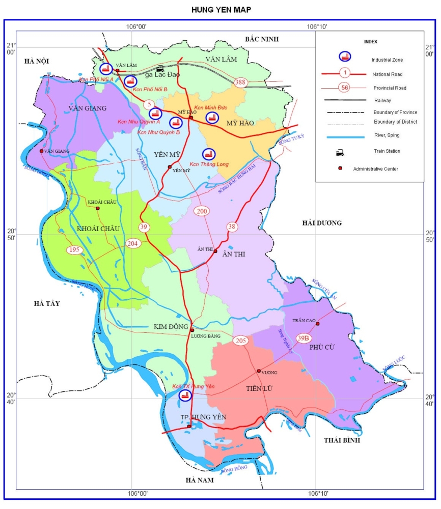 Bản đồ tỉnh Hưng Yên ( cũ )