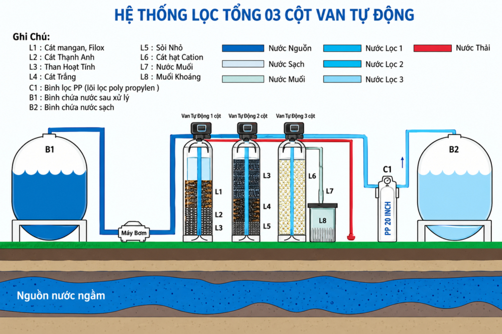 Sơ đồ hệ thống lọc tổng đầu nguồn