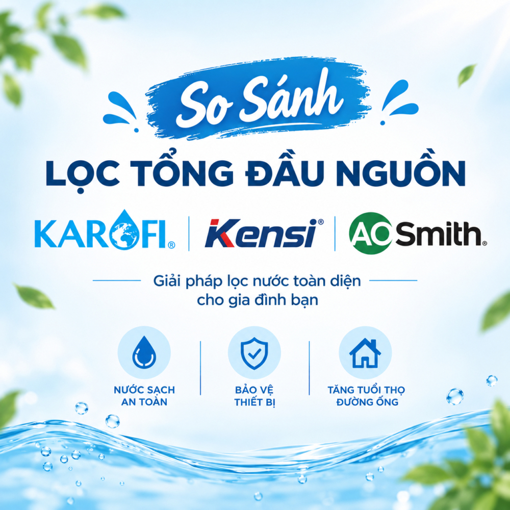 So Sánh Lọc Tổng Đầu Nguồn Karofi, Kensi Và A,O.Smith